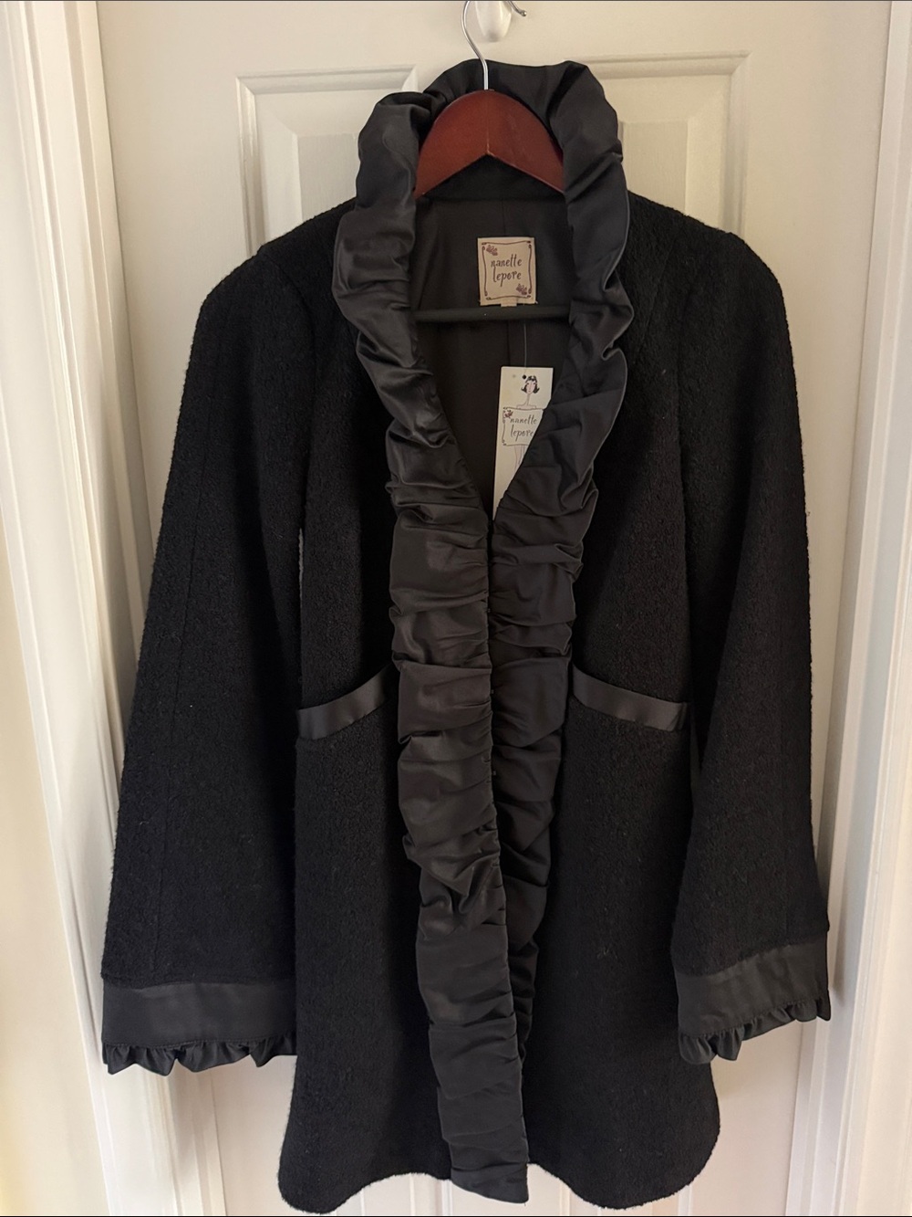 Nanette Lepore Black Ruffle-Trim Blazer Jacket